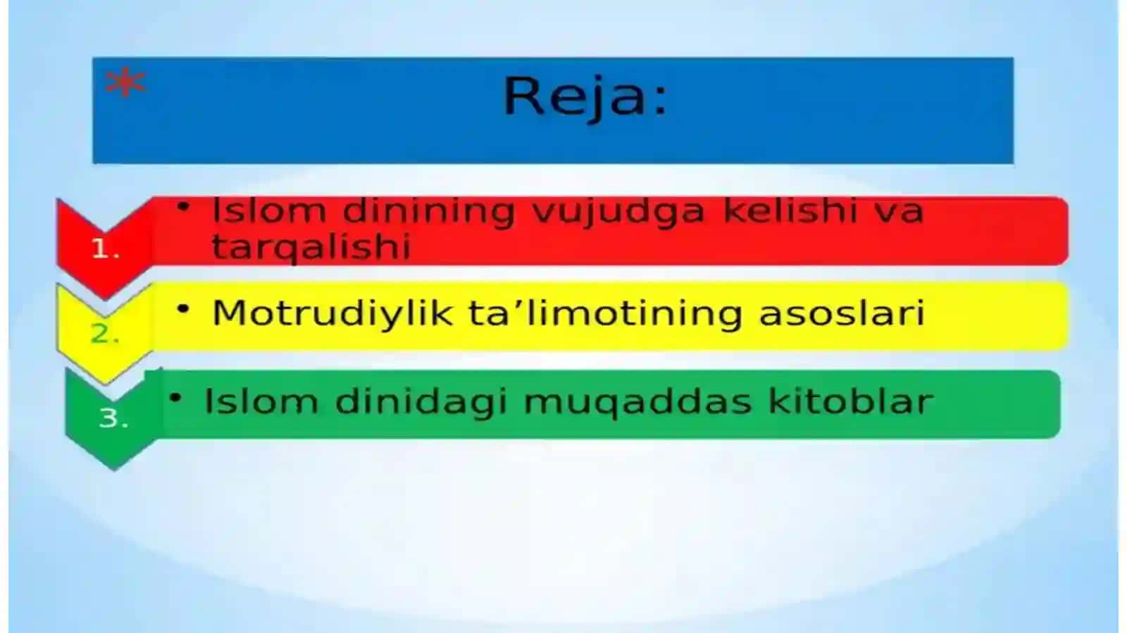 Islom dini manbalari,aqidaviy maktablariva ularning hozirgi davrdagi ahamyatidinshu 2