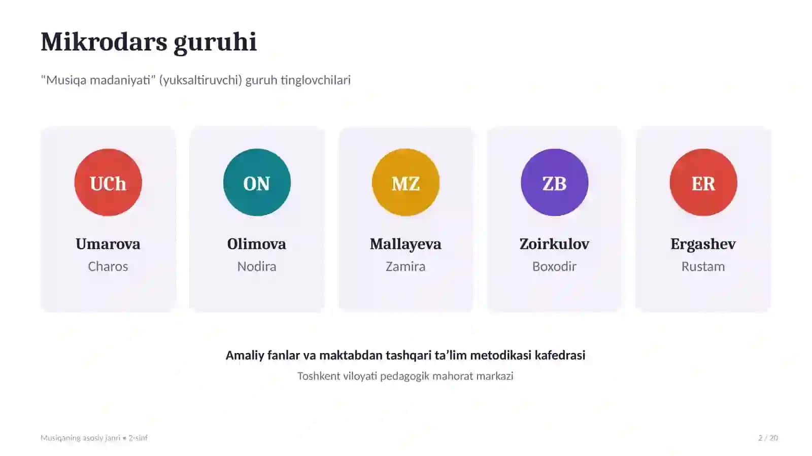 MUSIQA MADANIYATI • 2-SINF 2