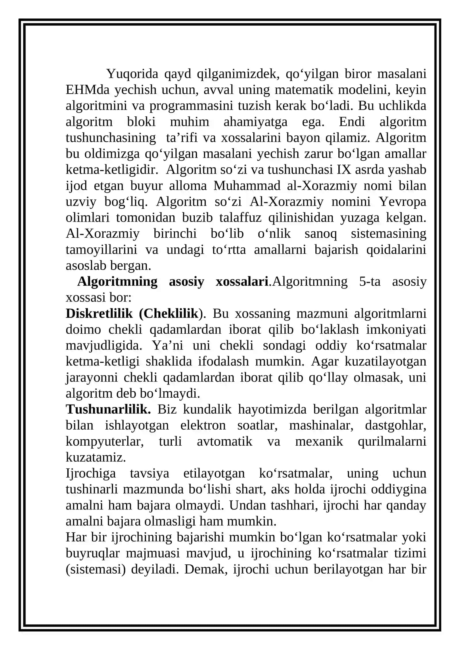 Algoritmlаrning turlariga oid missollar 2