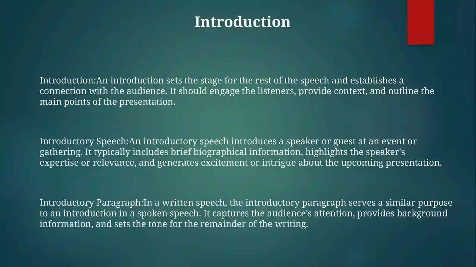 Introductory Speech 2