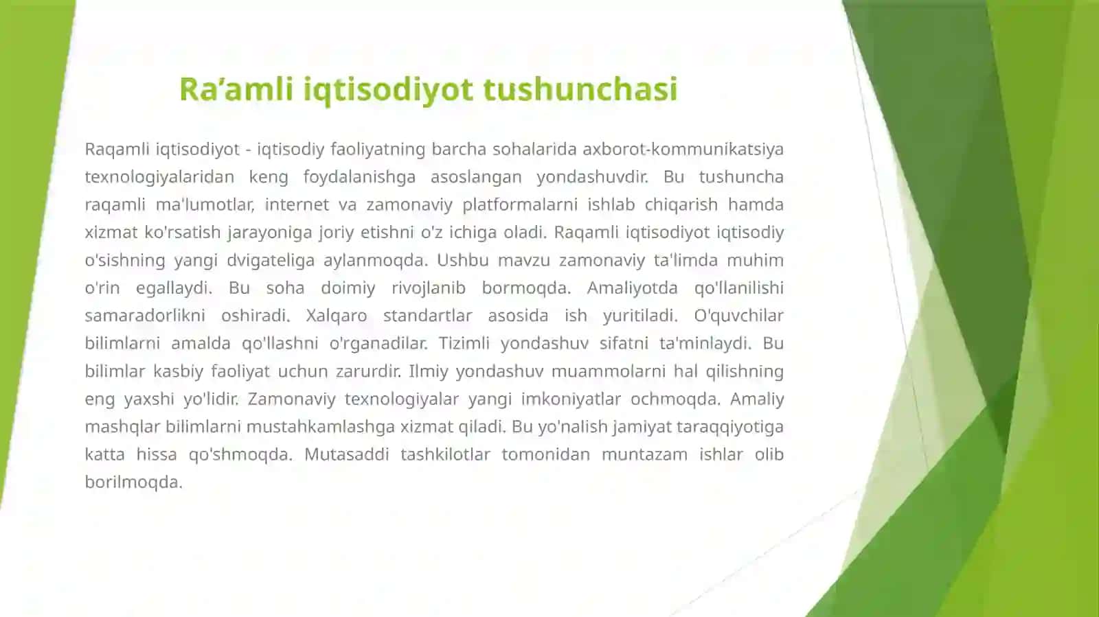 Ra’amli iqtisodiyot tushunchasi 2