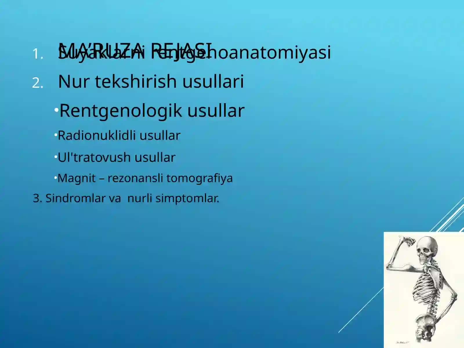 TAYANCH-XARAKAT TIZIMI KASALLIKLARINI 
NUR TASHXISI 2