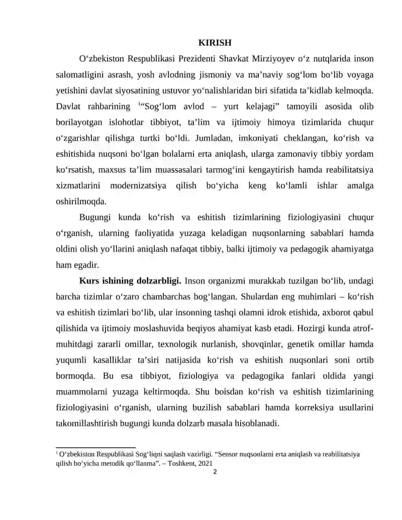 Ko'rish va eshitish nuqsonlarining fiziologiyasi 2