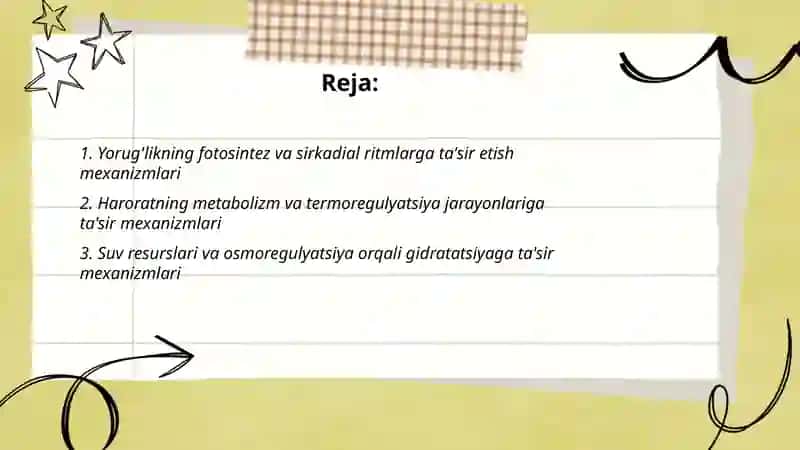 Turli ekalogik omillarning tirik organizmlarga ta'sir etish mexanizmlari 2