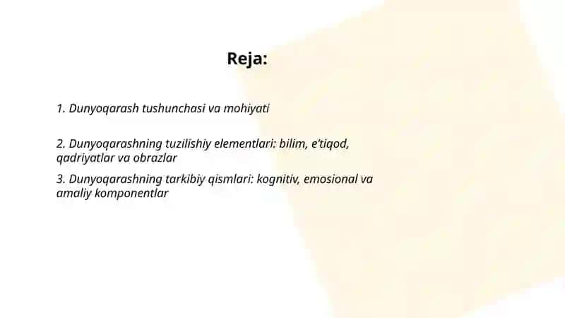 Dunyoqarawning mohiyati tuziliwi va asosiy funksiyalari 2