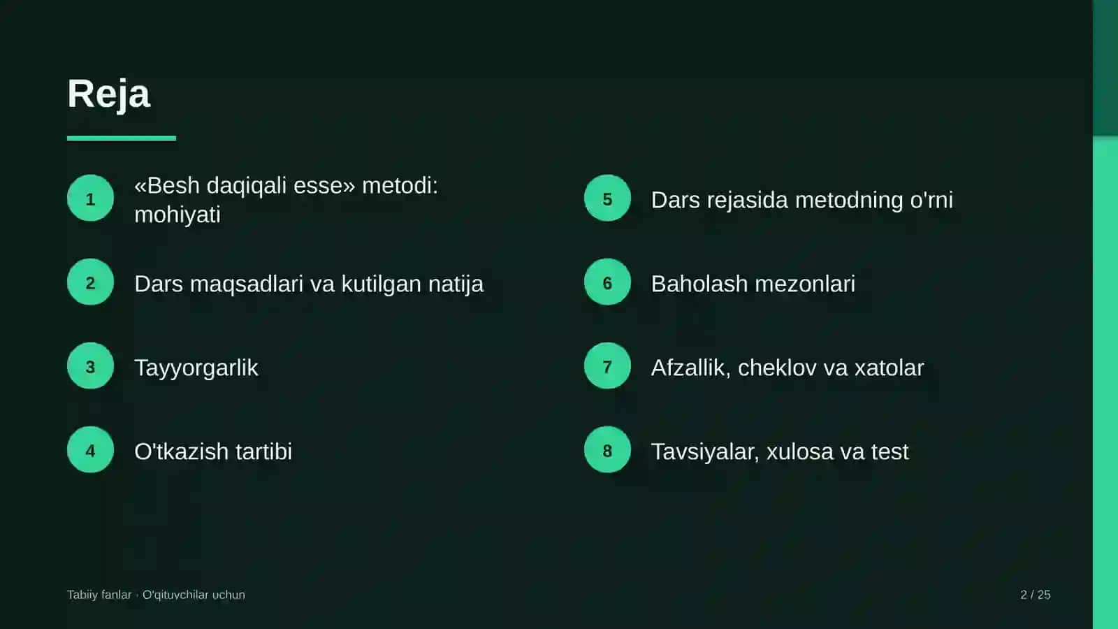 tabiiy fanlar darslarida besh daqiqali esse metodidan foydalanish 6198 2