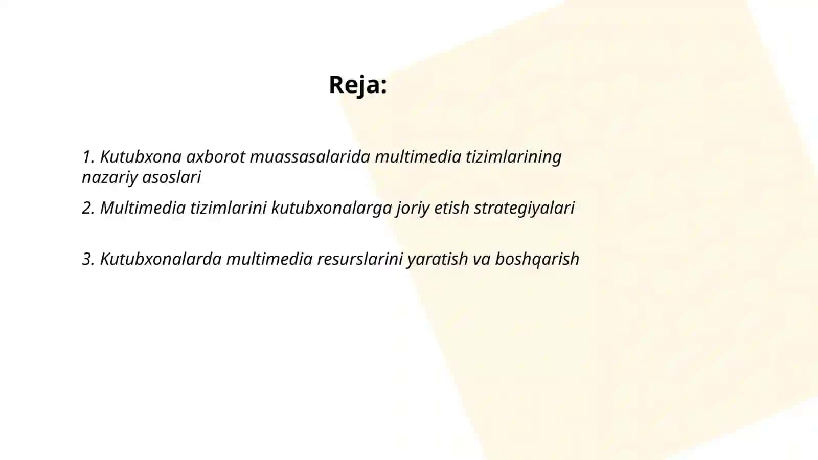 Kutubxona axborot muassasalarida multimedia tizimlarining nazariy asoslari 2