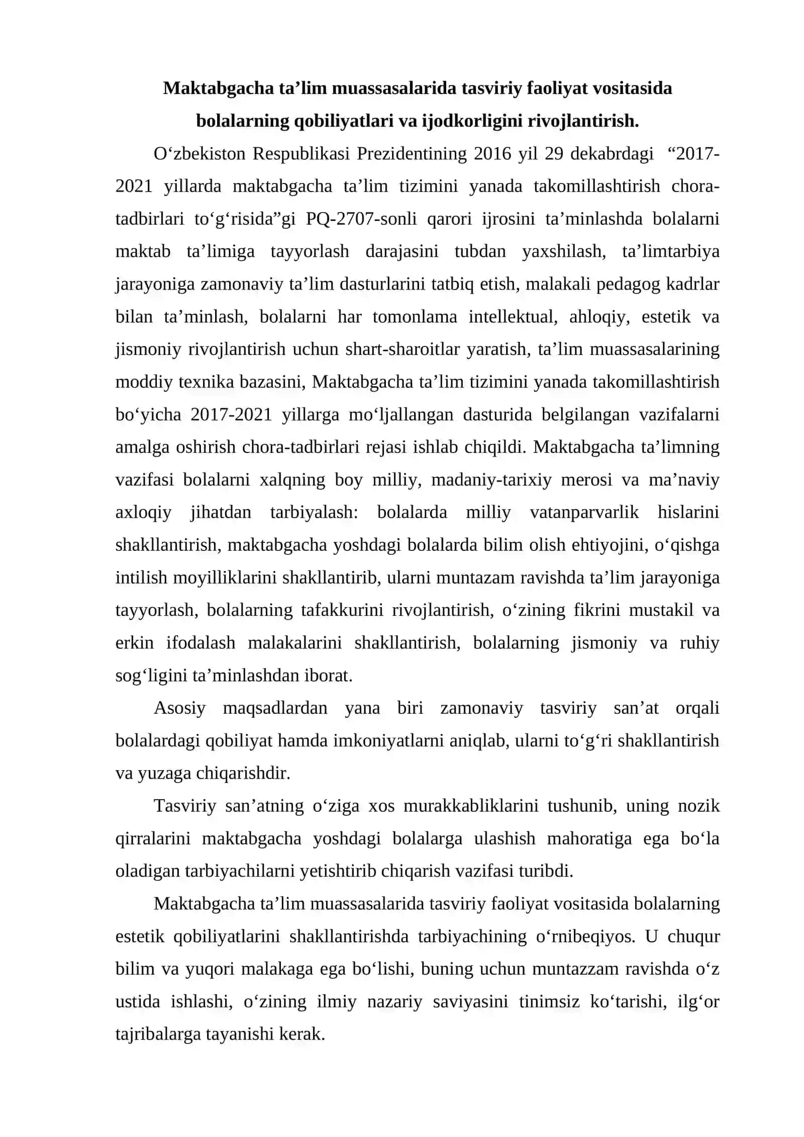 Maktabgacha yoshdagi bolalarni tasviriy faoliyat  jarayonidagi idrokini rivojlanishi 2