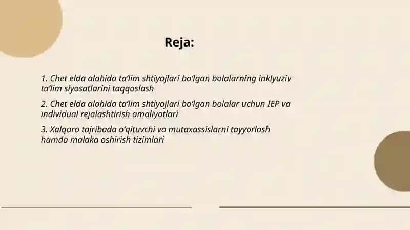 Chet elda alohida taʼlim shtiyojlari boʻlgan bolalarning inklyuziv talimi 2