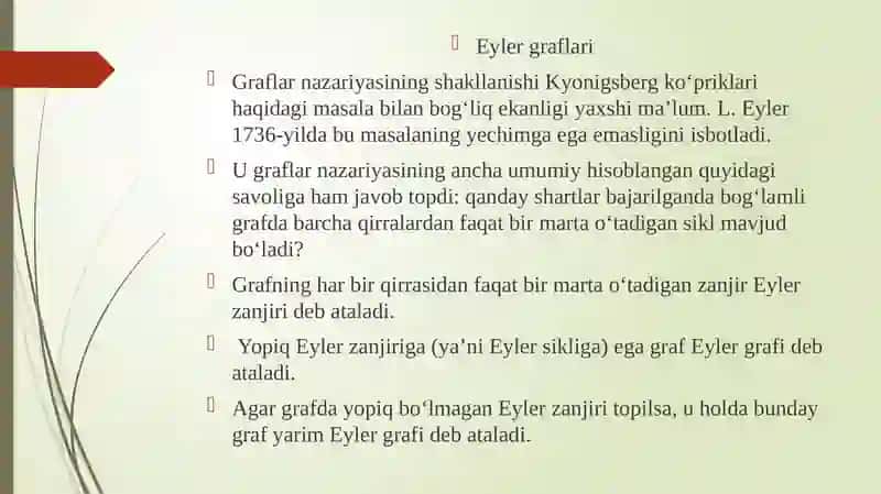 Eyler va Gamilton graflari 2