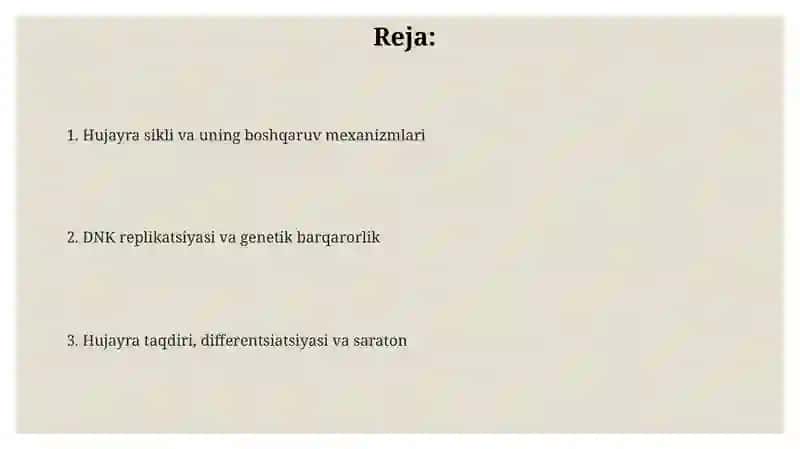 Hujayra sikli va uning boshqaruv mexanizmlari 2
