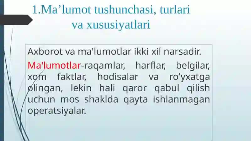 Biznesda axborot texnologiyalari va axborot tizimi 2