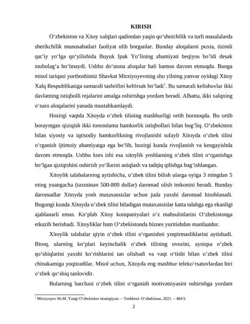 XITOY OLIY TA’LIM MUASASSALARIDA O‘ZBEK TILINI O‘QITISHNING QIYOSIY VA RIVOJLANTIRUVCHI METODLARINI AMALIYOTDA QO‘LLASHNING DOLZARBLIGI 2