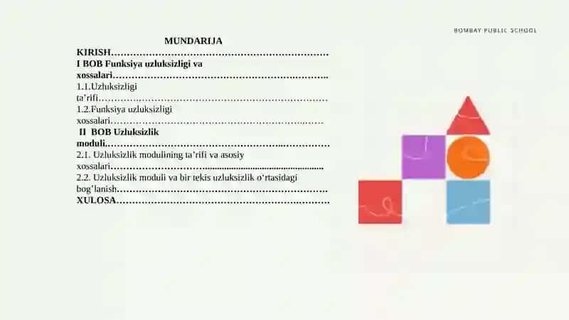 "Funksiya uzluksizligi moduli" 2