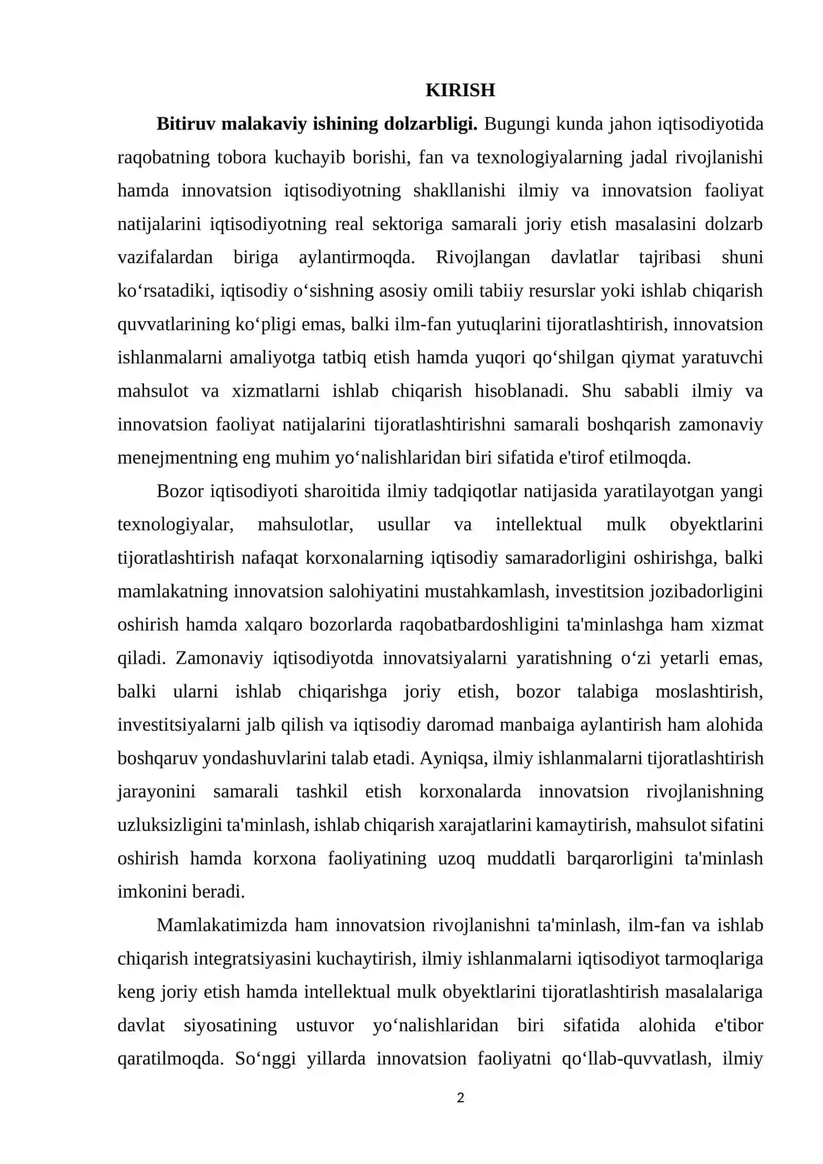 Ilmiy va innovatsion faoliyat natijalarini tijoratlashtirishni boshqarish 2