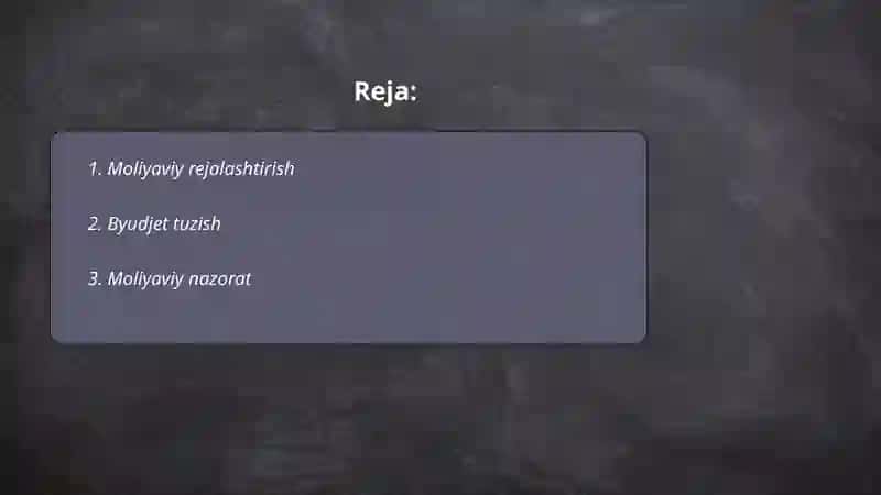 Moliyaviy rejalashtirish 2