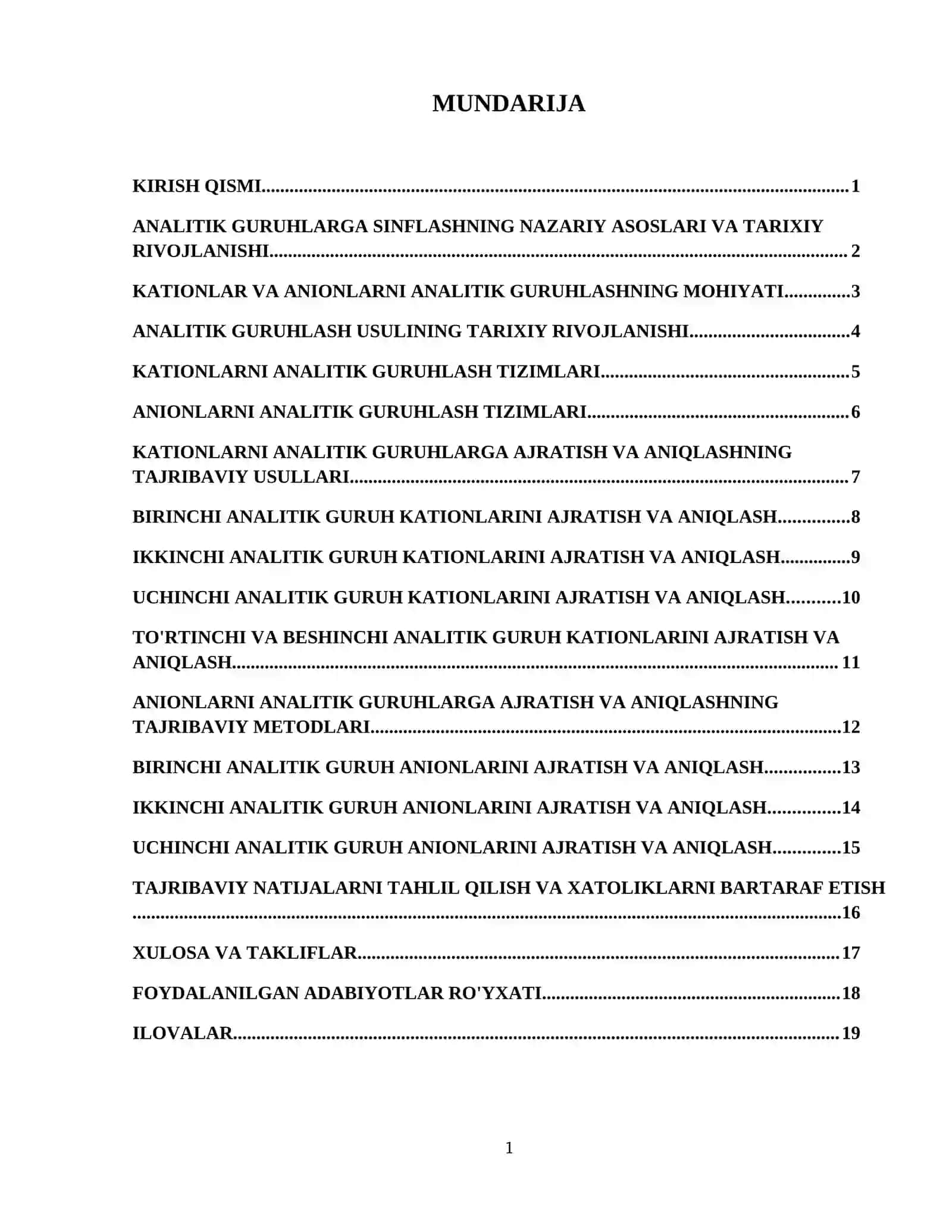 Kationlarning va anionlar analitik guruhlarga sinflanishi. ( tajribasi bilan) 2