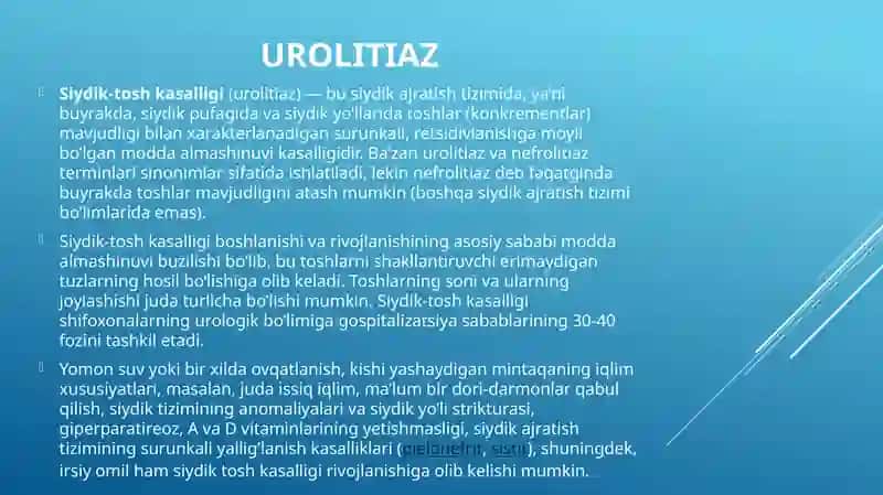 Siydik tosh kasalligi 2