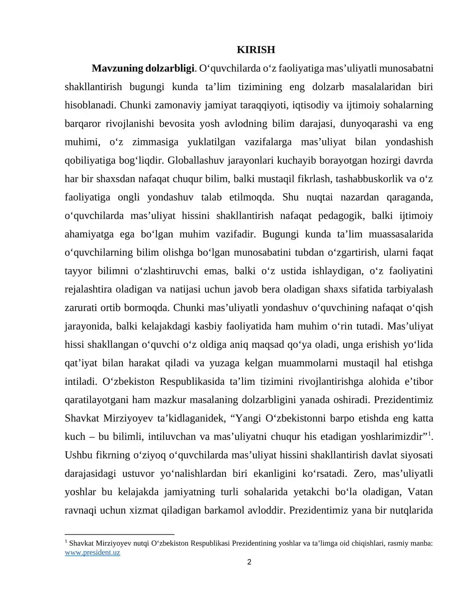 Mas’uliyatning shakllantirilishi va rivojlantirilishi 2