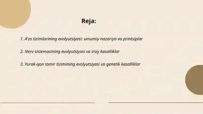 A'zolar sistemasining evolyutsiyasi 2