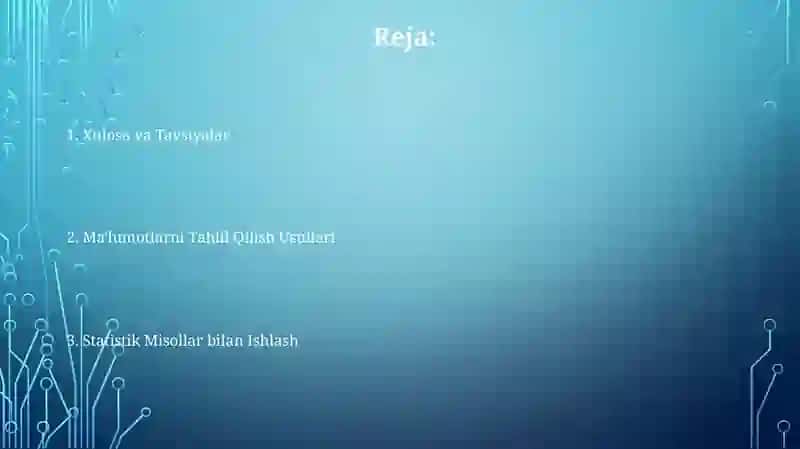 Statistik misollar ishlash 2