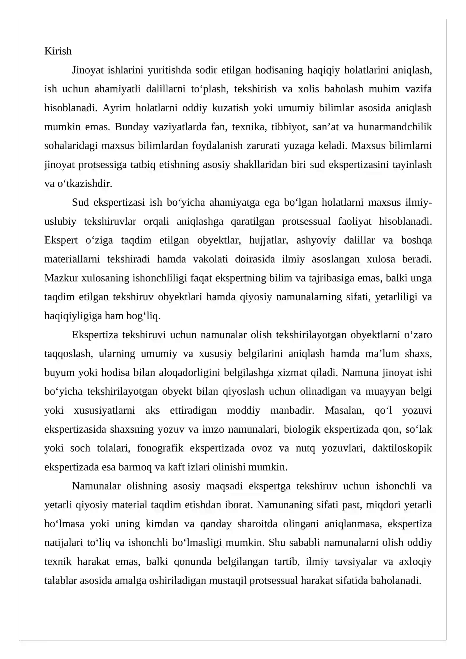 Ekspertiza tekshiruvi uchun namunalar olish 2