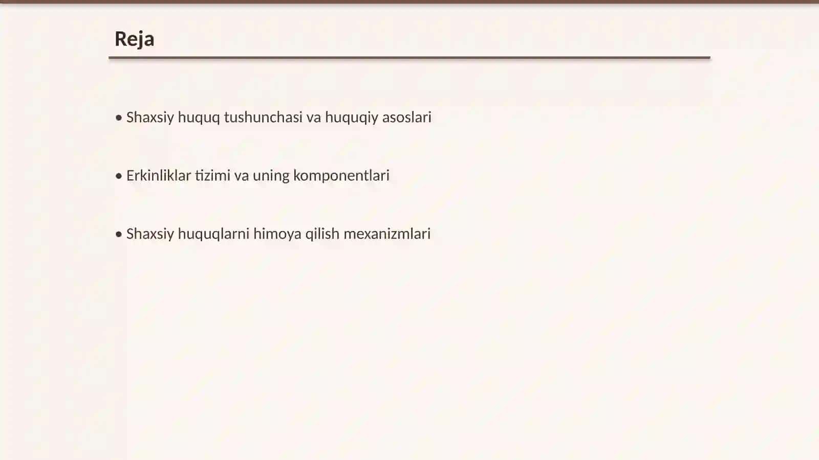 Shaxsiy huquq va erkinliklar tizimi 2