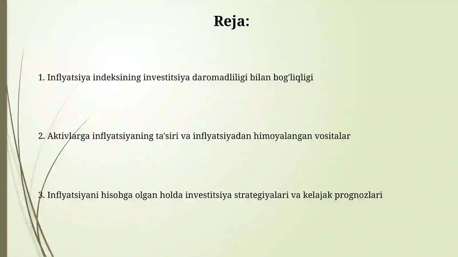 Invistitsiyalarning samaradorligiga inflaytsiya indeksining ta'siri 2
