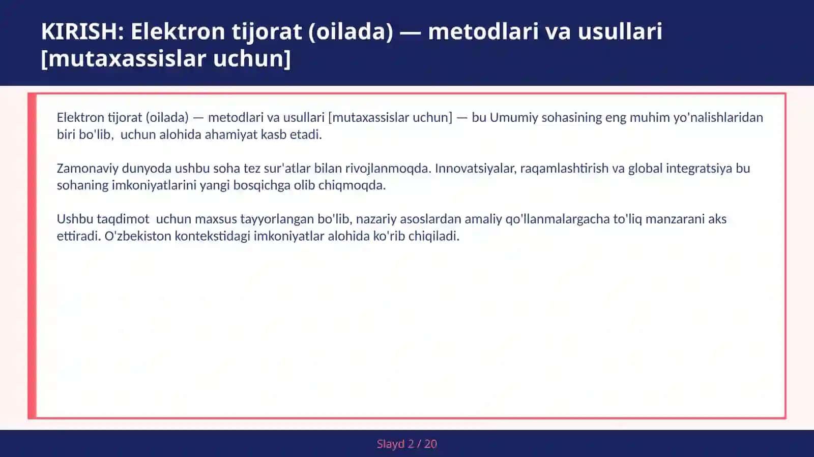 Elektron tijorat (oilada) — metodlari va usullari [mutaxassislar uchun] 2