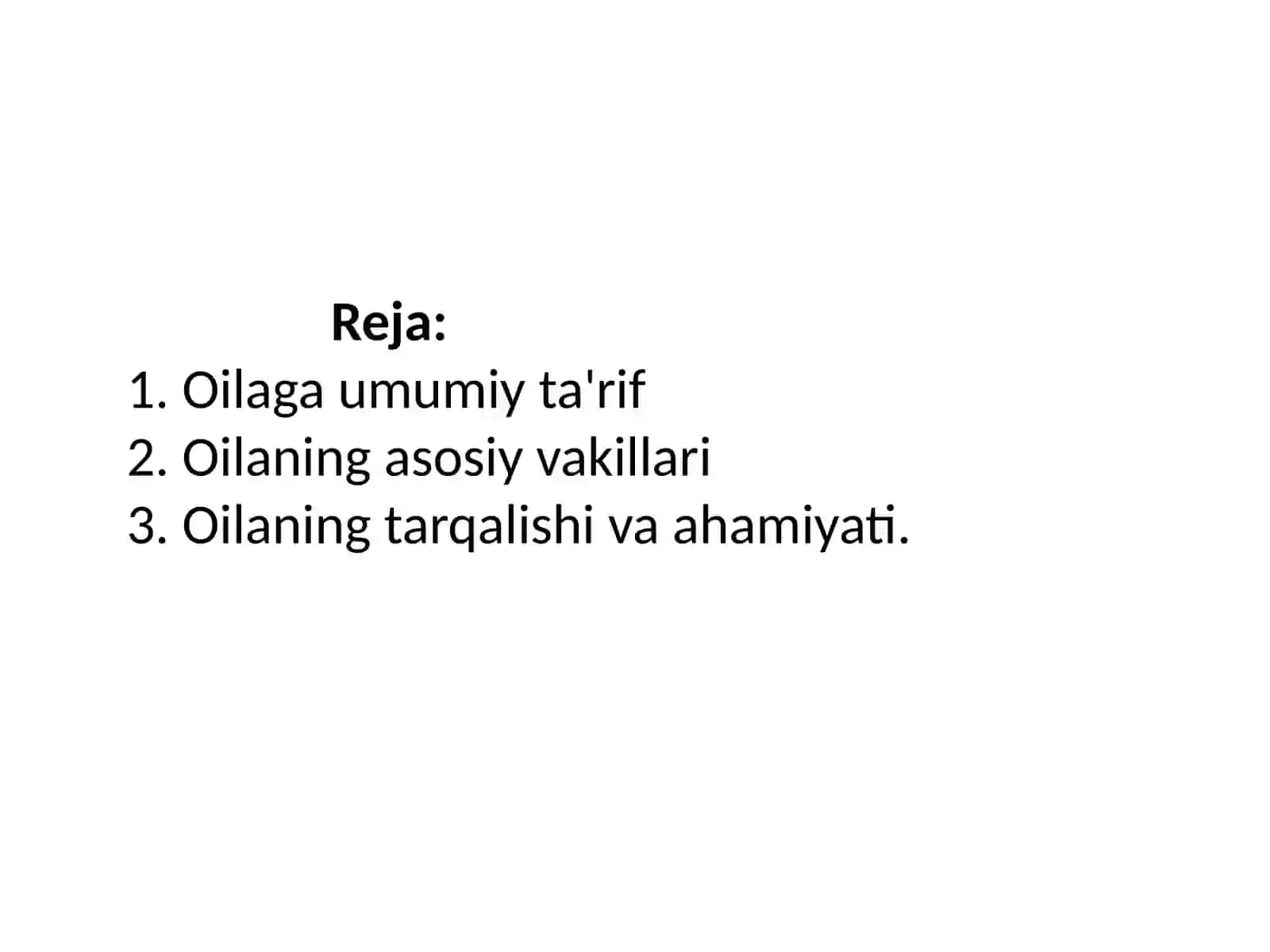 Tuyatovondoshlar oilasi 2