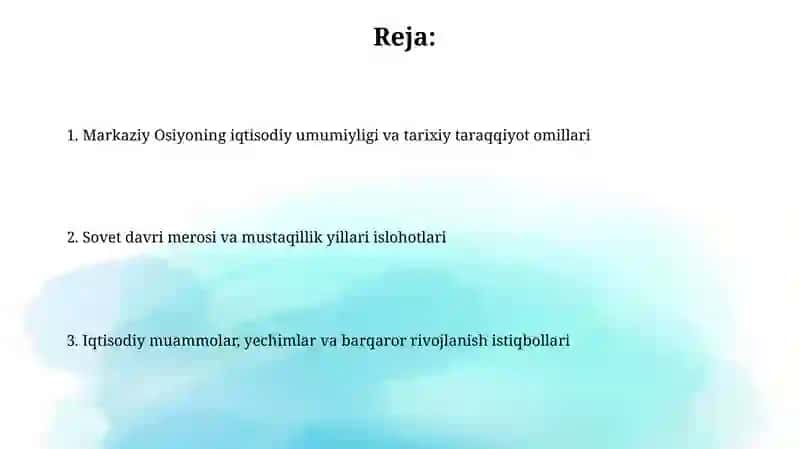Markaziy Osiyo iqtisodiyotlarining umumiyligi 2