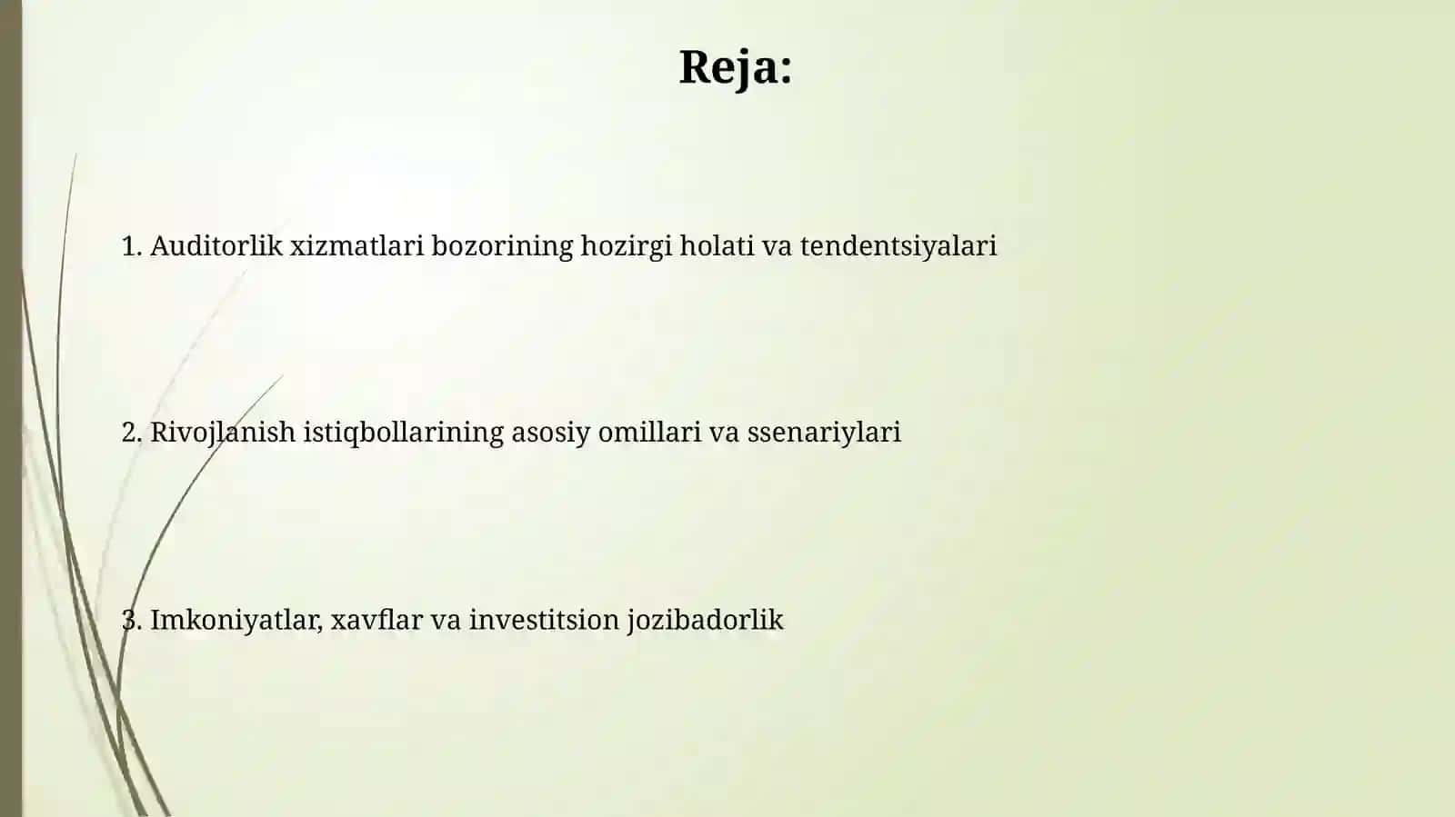 Audit xizmatlari bozorining rivojlanish istiqbollari tahlili 2