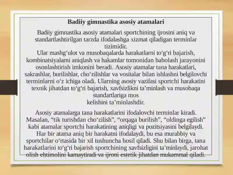 Badiiy gimnastika asosiyatamalari 2