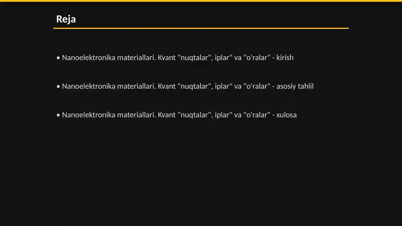 Nanoelektronika materiallari. Kvant "nuqtalar", iplar" va "o'ralar" 2