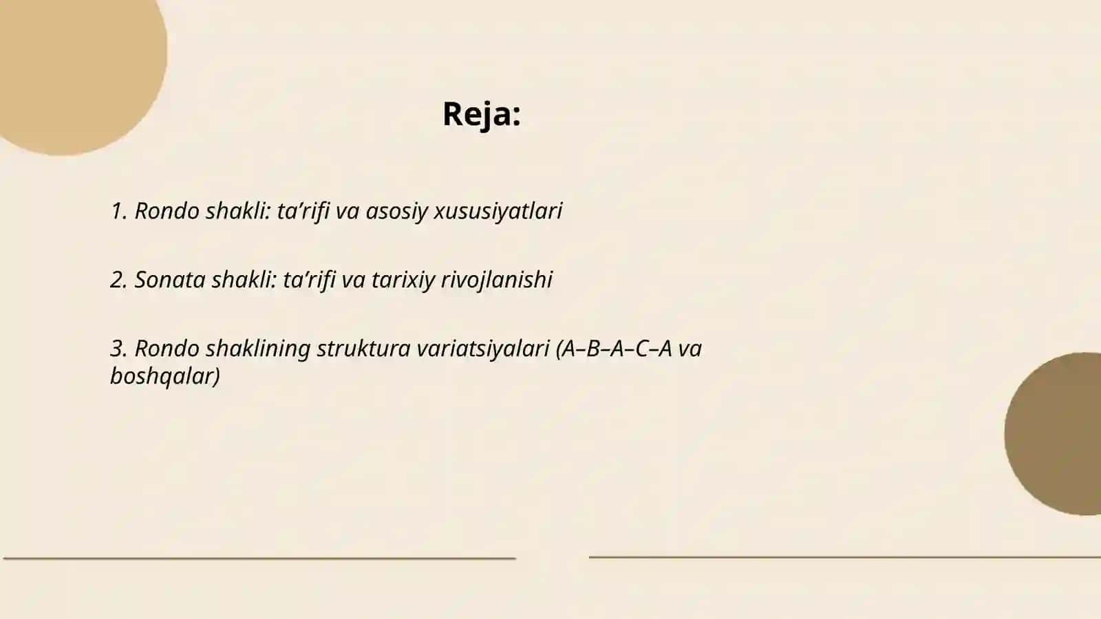 Rondo shakli. Sonata shakli 2