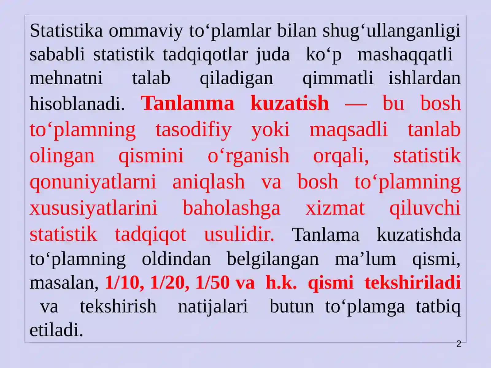 TANLANMA KUZATISH 2