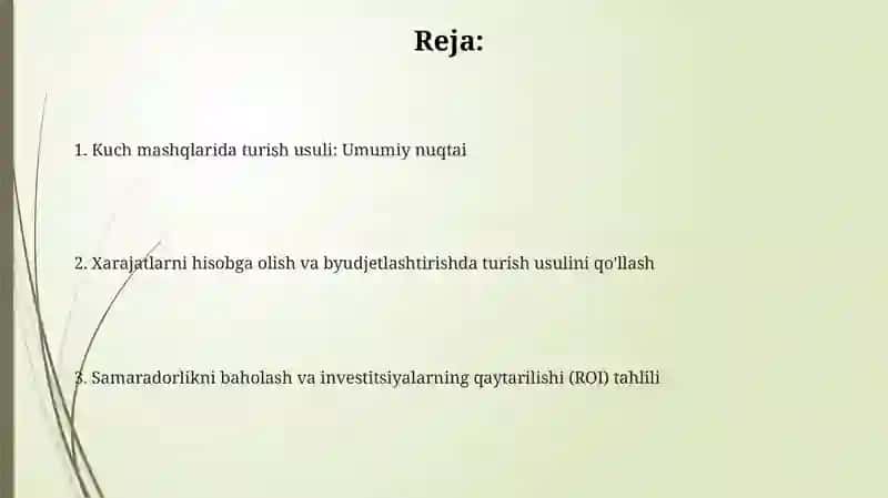 Kuch mashqlari usullarini hisobga olish 2