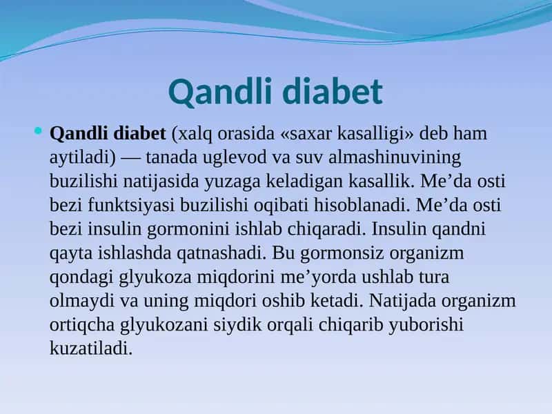 Qandli va qandsiz diabet 2