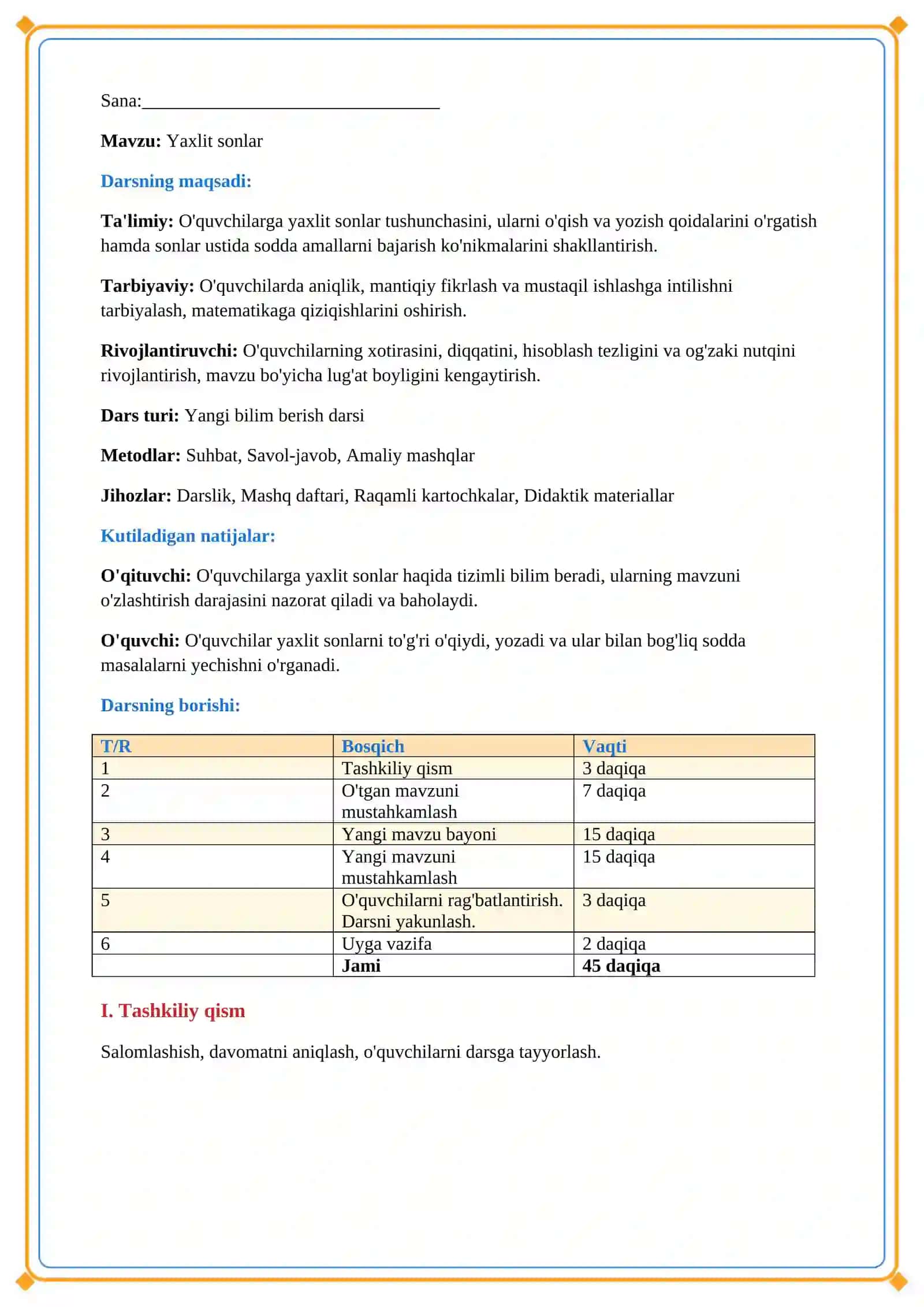 Lesson on Yaxlit sonlar 2