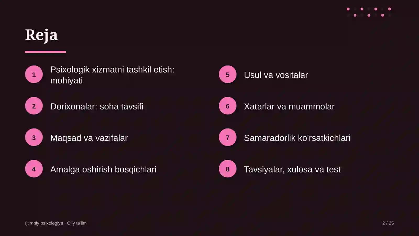 dorixonalarda psixologik xizmatni tashkil etish 9416 2