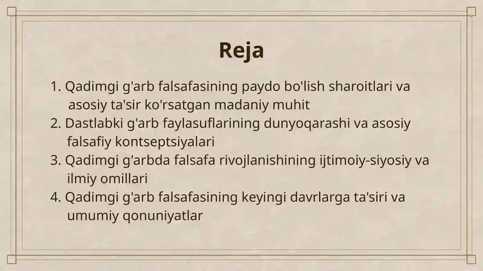 QADIMGI G'ARB FALSAFASI RIVOJLANISHINING UMIMIY QONUNIYATLARI 2