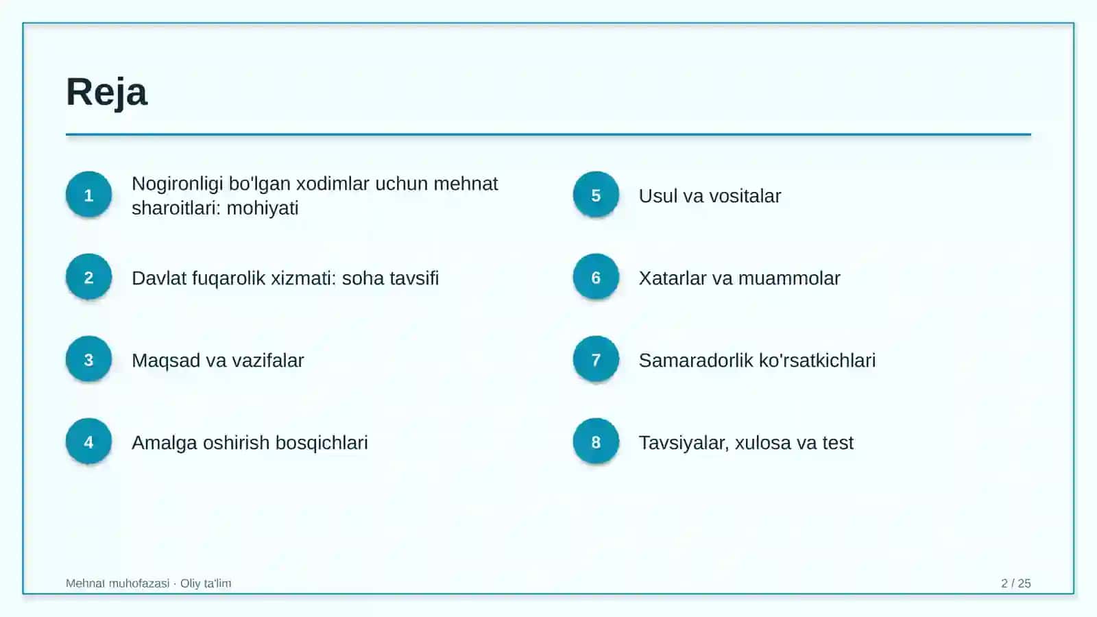 Mehnat Muhofazasi · Oliy Ta'lim 2