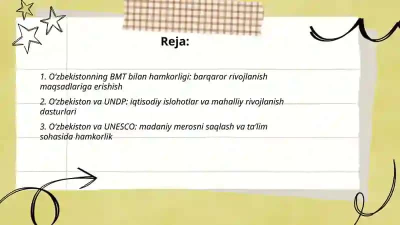 Oʻzbekistonning Xalqaro Tashkilotlar Bilan Hamkorlik Aloqalari 2