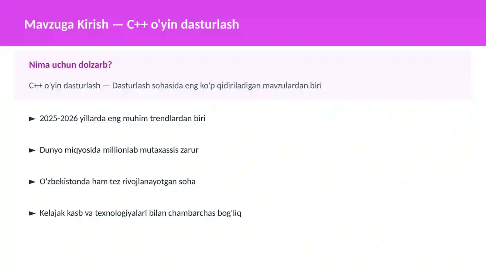 C++ VA TIZIM DASTURLASH 2