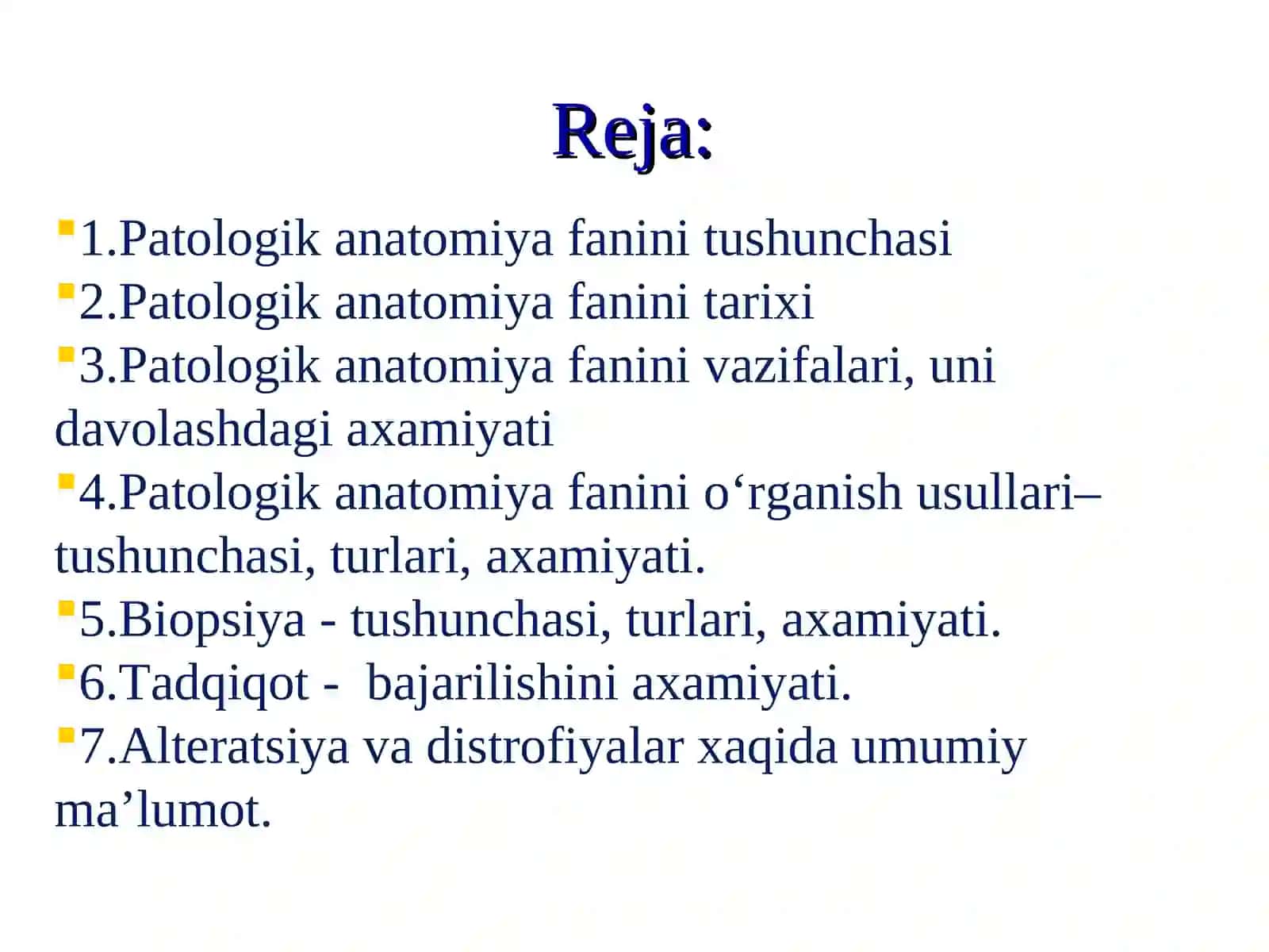Patologiya moduli maqsad va uning vazifalari, rivojlanish tarixi 2