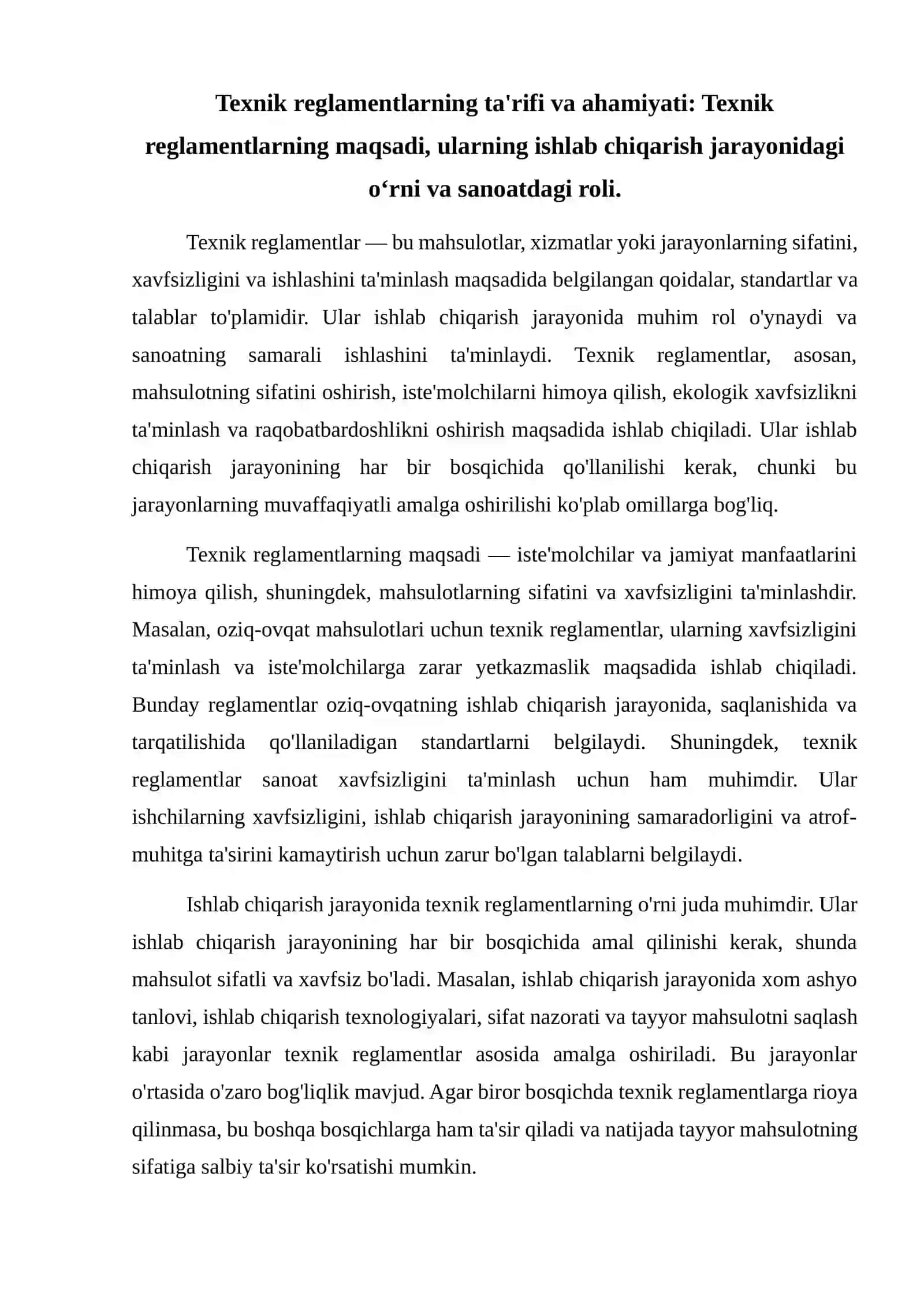 Texnik reglamentlarning turlari va ularni ishlab chiqarish 2