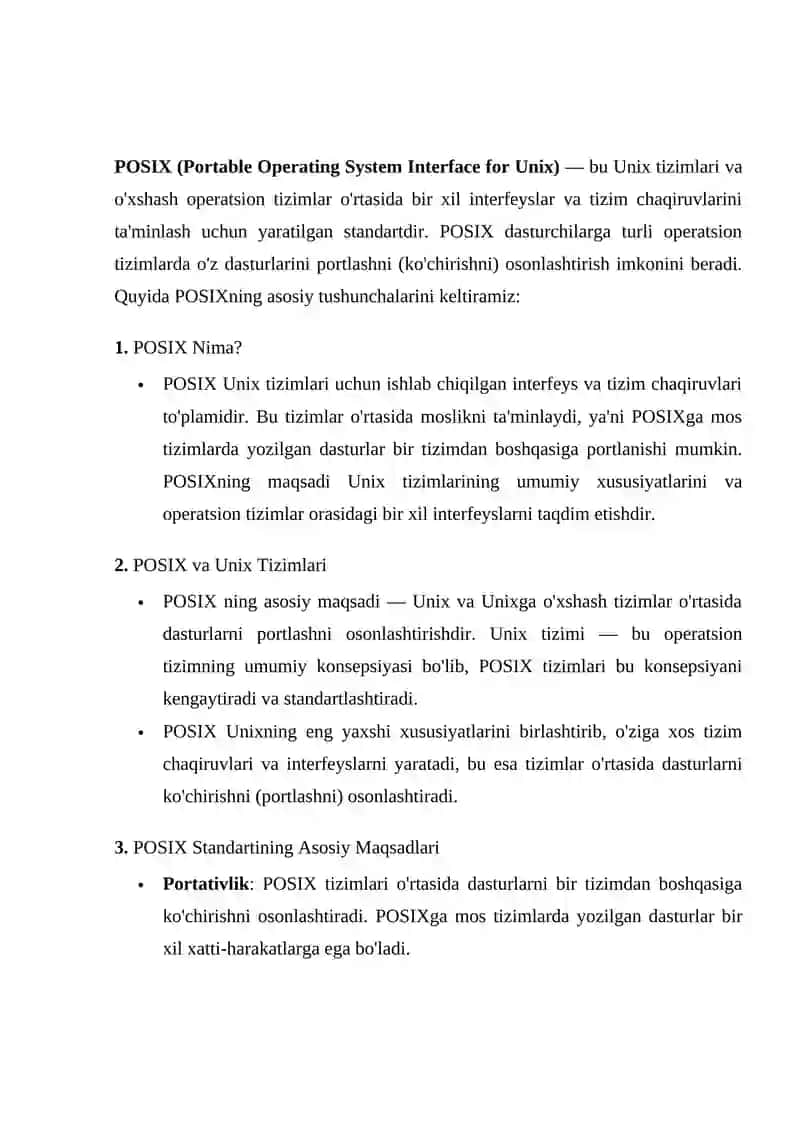 POSIX Standarti 2