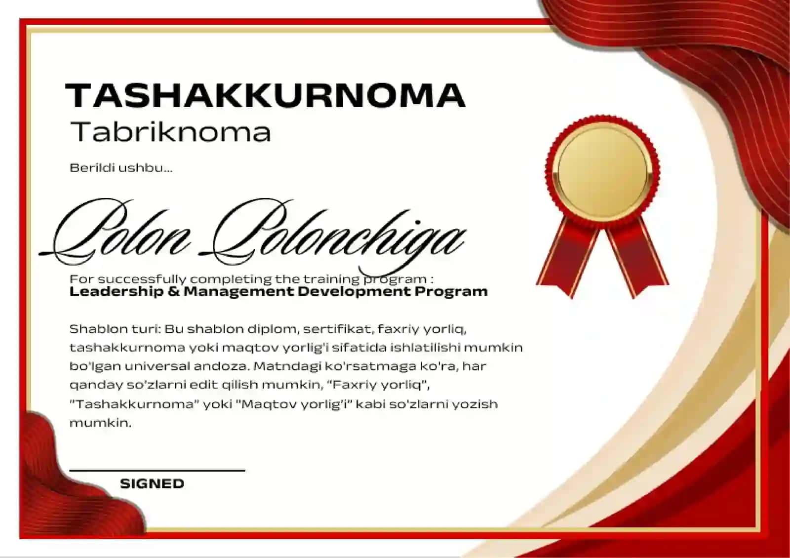 TASHAKKURNOMA 2