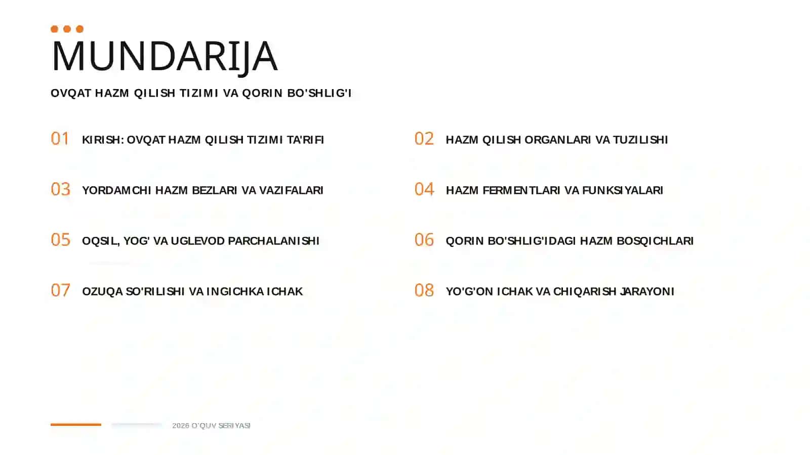 OVQAT HAZM QILISH TIZIMI VA QORIN BO'SHLIG'IDAGI HAZM JARAYONI 2