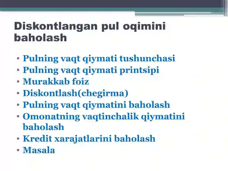 Diskontlangan pul oqimini baholash 2